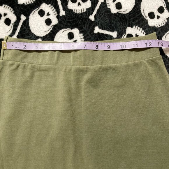 MIKAROSE Olive green stretchy pencil skirt ~ Stretchy elastic waist XS SMALL - Picture 6 of 11